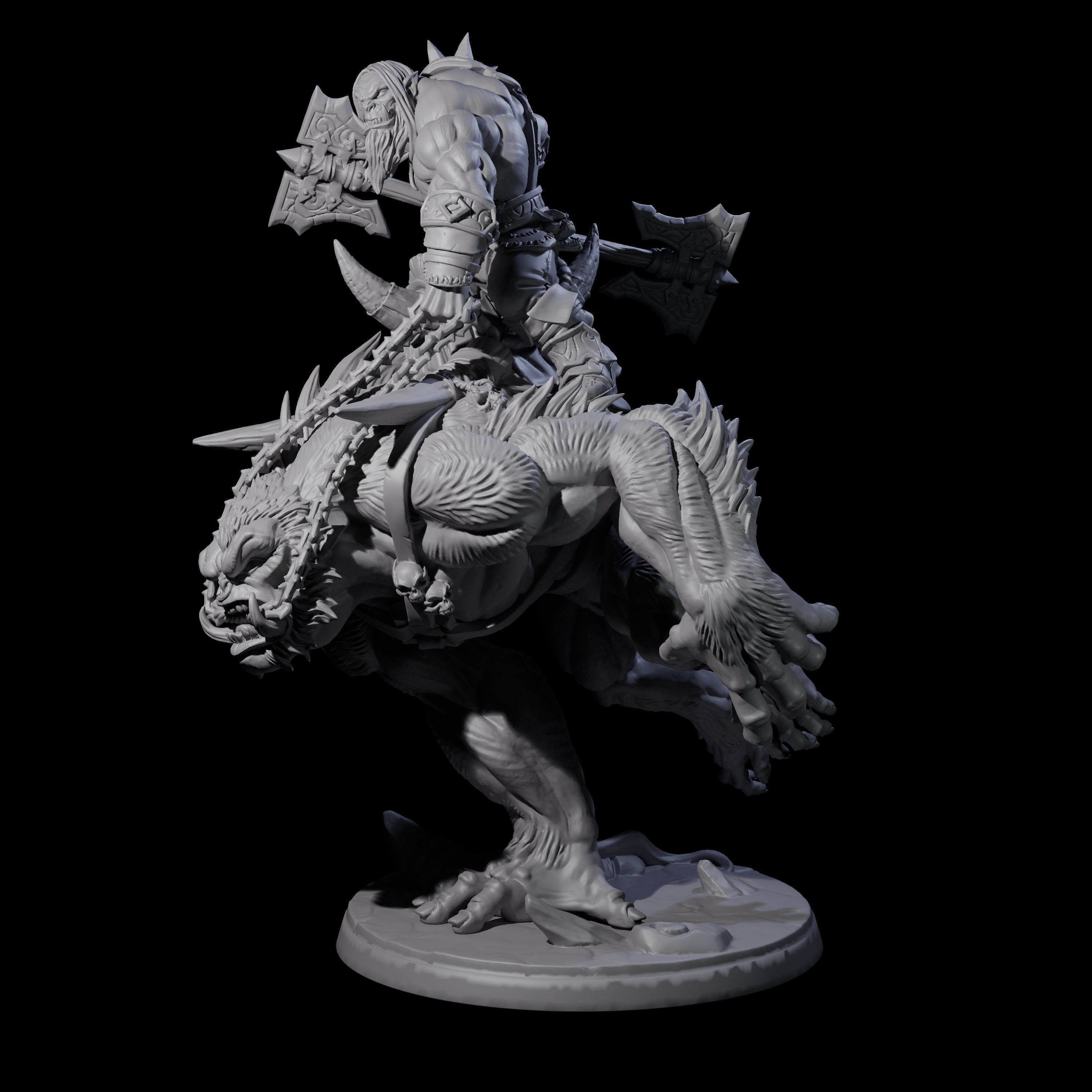 Orc Raiders Riding Barlguras Miniature for Dungeons and Dragons, Pathfinder or other TTRPGs