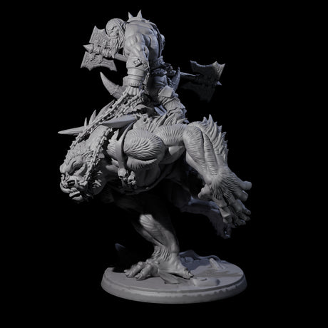 Orc Raiders Riding Barlguras Miniature for Dungeons and Dragons, Pathfinder or other TTRPGs