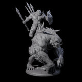 Orc Raiders Riding Barlguras Miniature for Dungeons and Dragons, Pathfinder or other TTRPGs