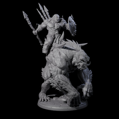 Orc Raiders Riding Barlguras Miniature for Dungeons and Dragons, Pathfinder or other TTRPGs