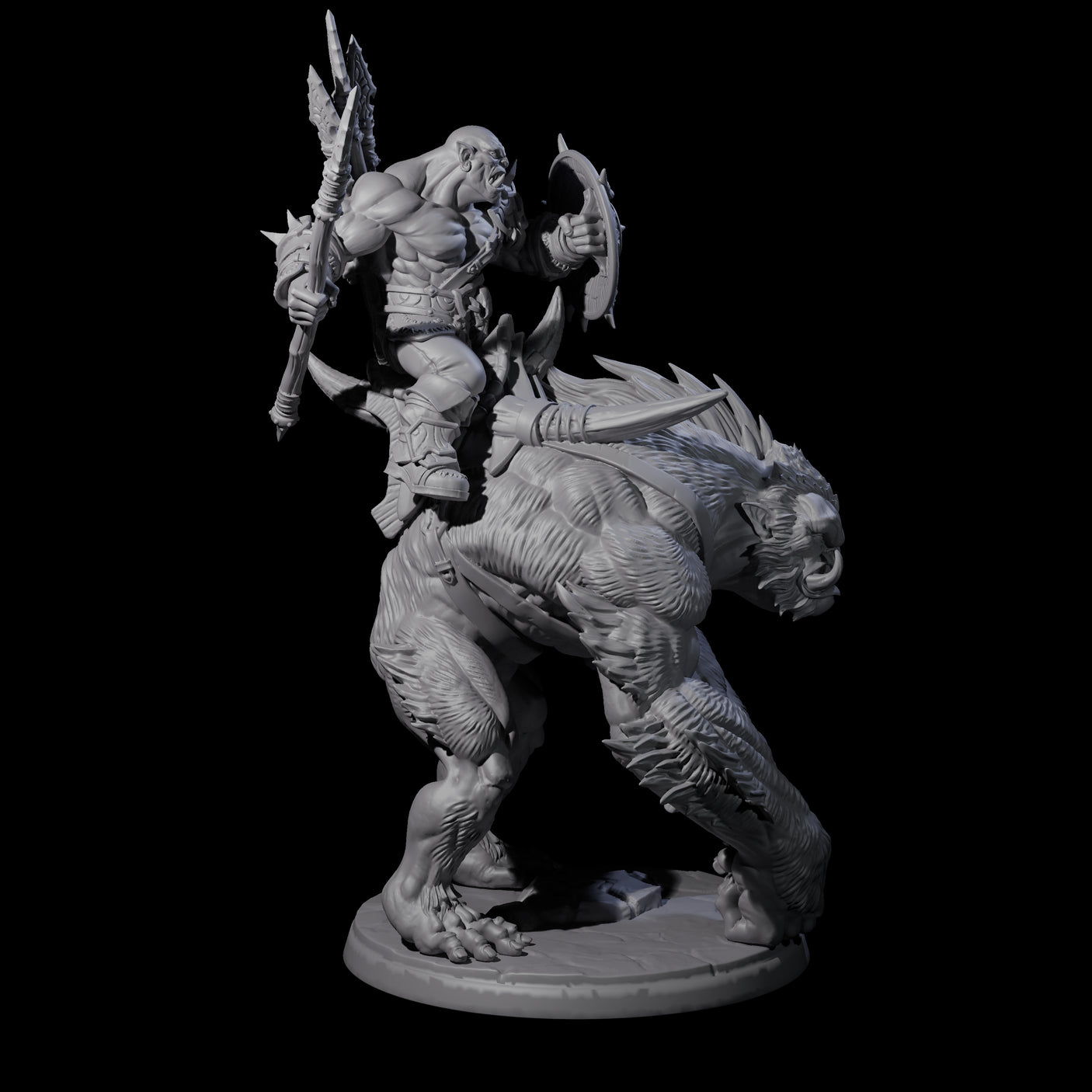 Orc Raiders Riding Barlguras Miniature for Dungeons and Dragons, Pathfinder or other TTRPGs