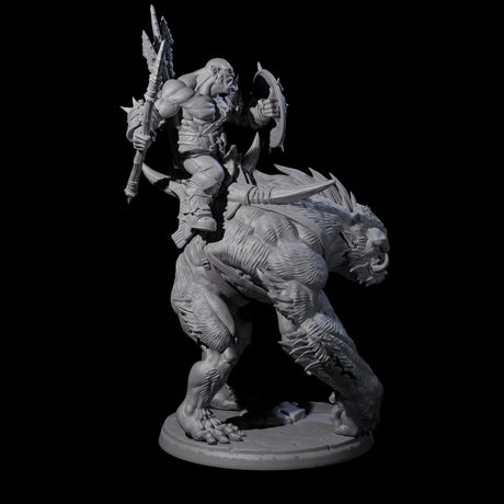 Orc Raiders Riding Barlguras Miniature for Dungeons and Dragons, Pathfinder or other TTRPGs