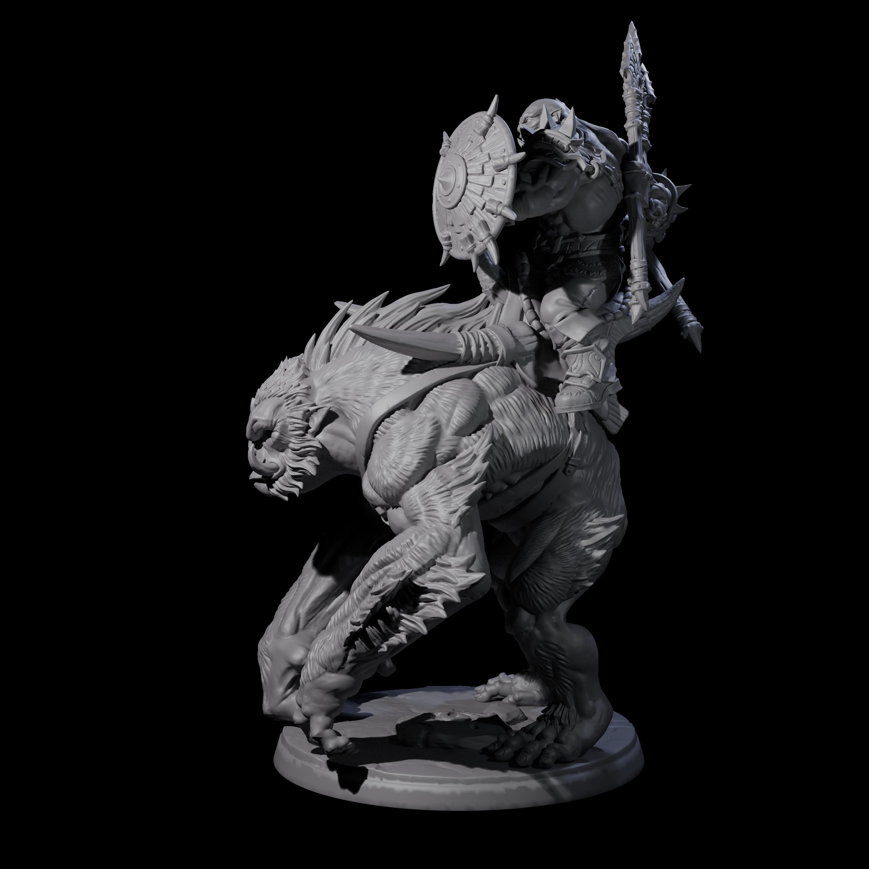 Orc Raiders Riding Barlguras Miniature for Dungeons and Dragons, Pathfinder or other TTRPGs