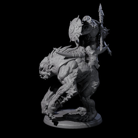 Orc Raiders Riding Barlguras Miniature for Dungeons and Dragons, Pathfinder or other TTRPGs