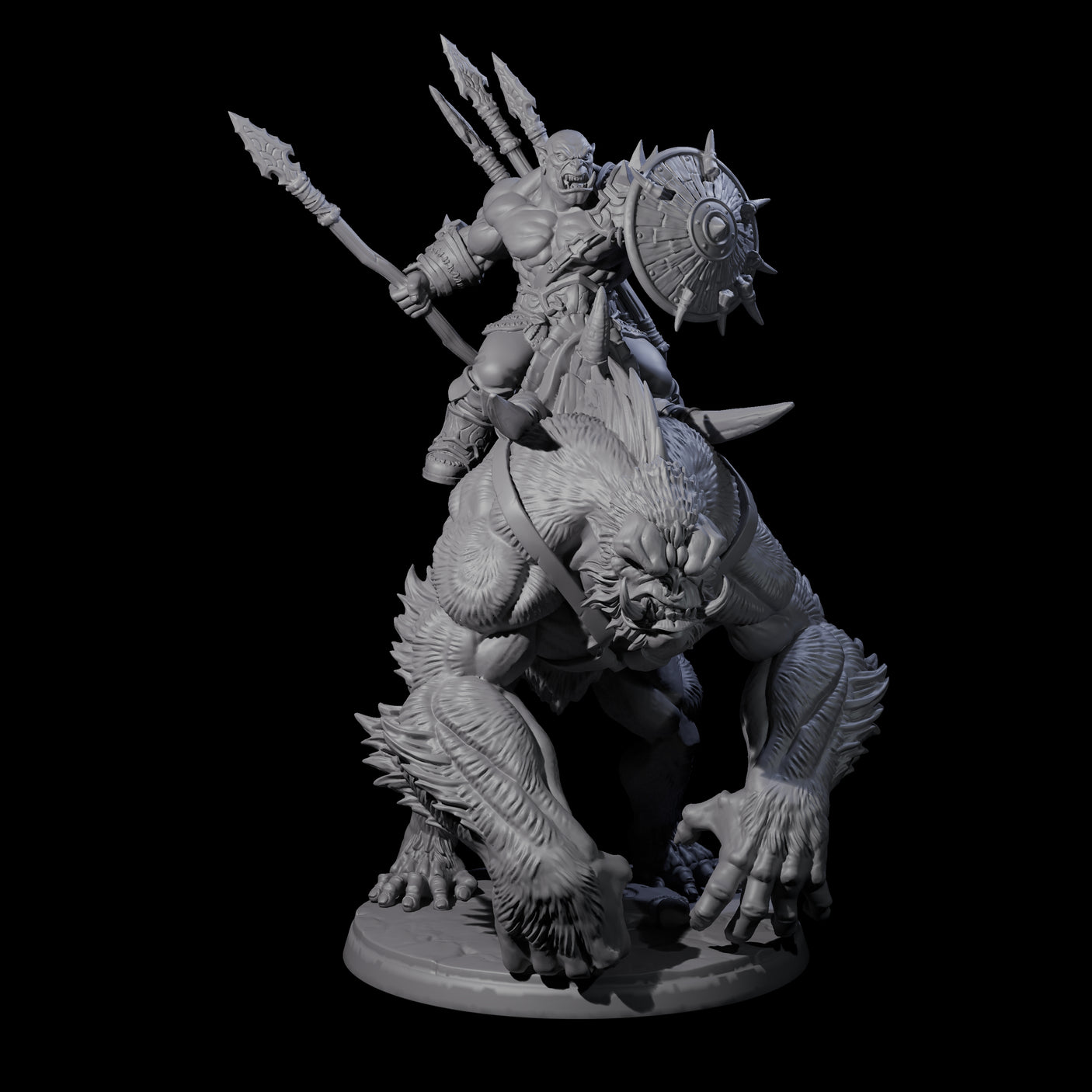 Orc Raiders Riding Barlguras Miniature for Dungeons and Dragons, Pathfinder or other TTRPGs
