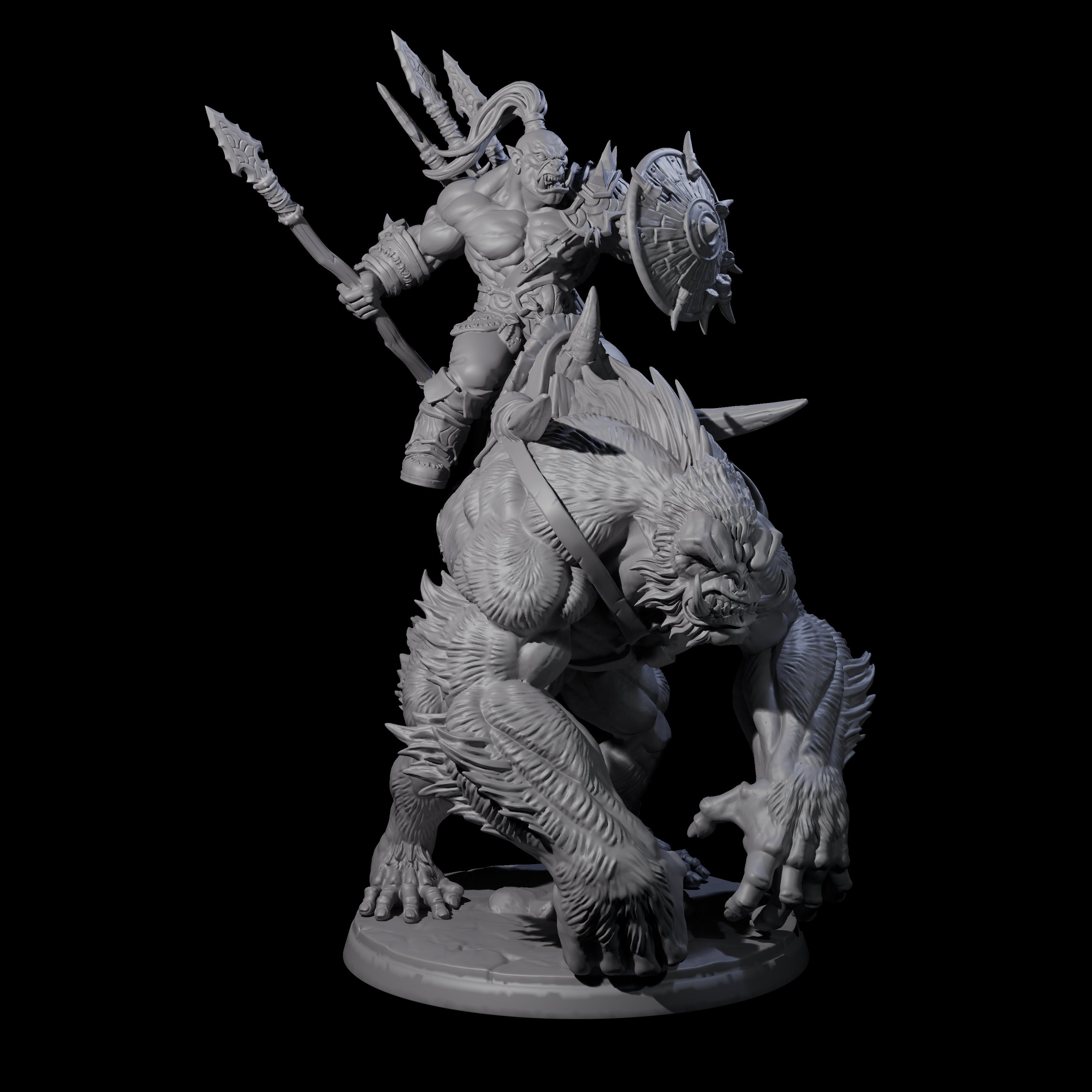 Orc Raiders Riding Barlguras Miniature for Dungeons and Dragons, Pathfinder or other TTRPGs