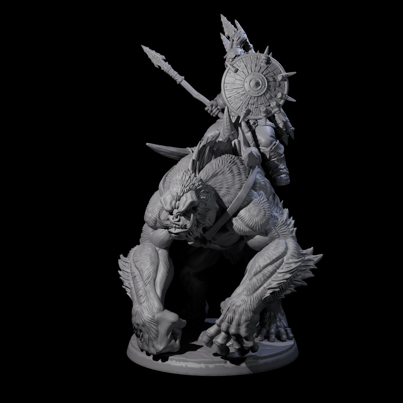 Orc Raiders Riding Barlguras Miniature for Dungeons and Dragons, Pathfinder or other TTRPGs