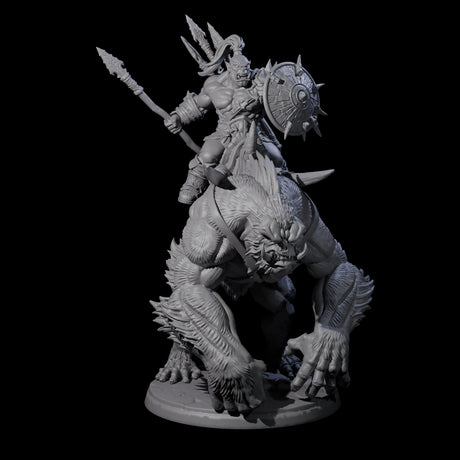 Orc Raiders Riding Barlguras Miniature for Dungeons and Dragons, Pathfinder or other TTRPGs