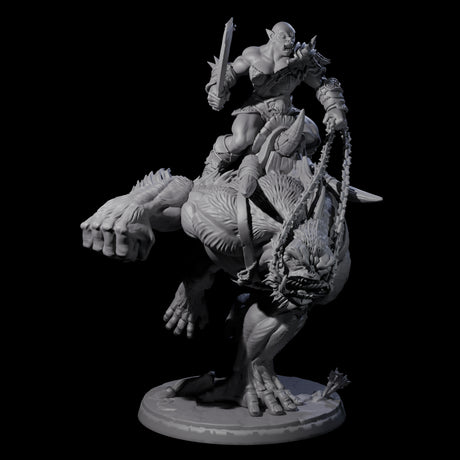 Orc Raiders Riding Barlguras Miniature for Dungeons and Dragons, Pathfinder or other TTRPGs