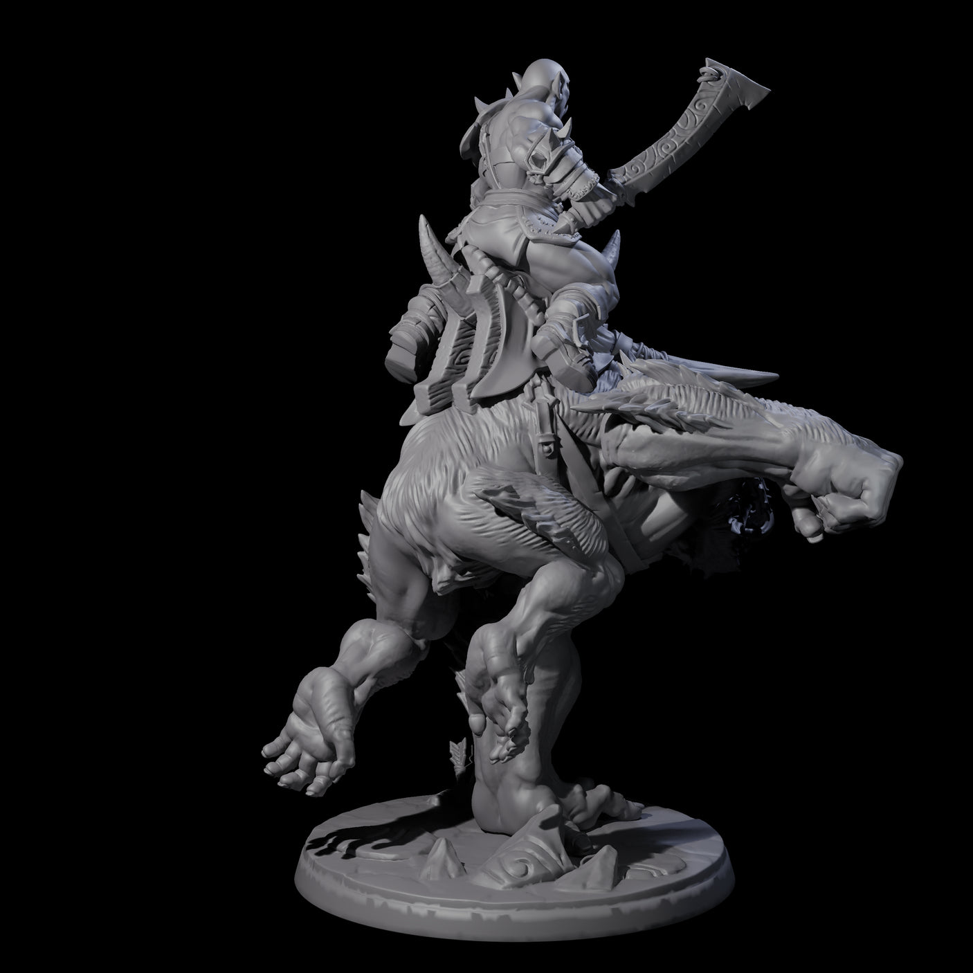 Orc Raiders Riding Barlguras Miniature for Dungeons and Dragons, Pathfinder or other TTRPGs