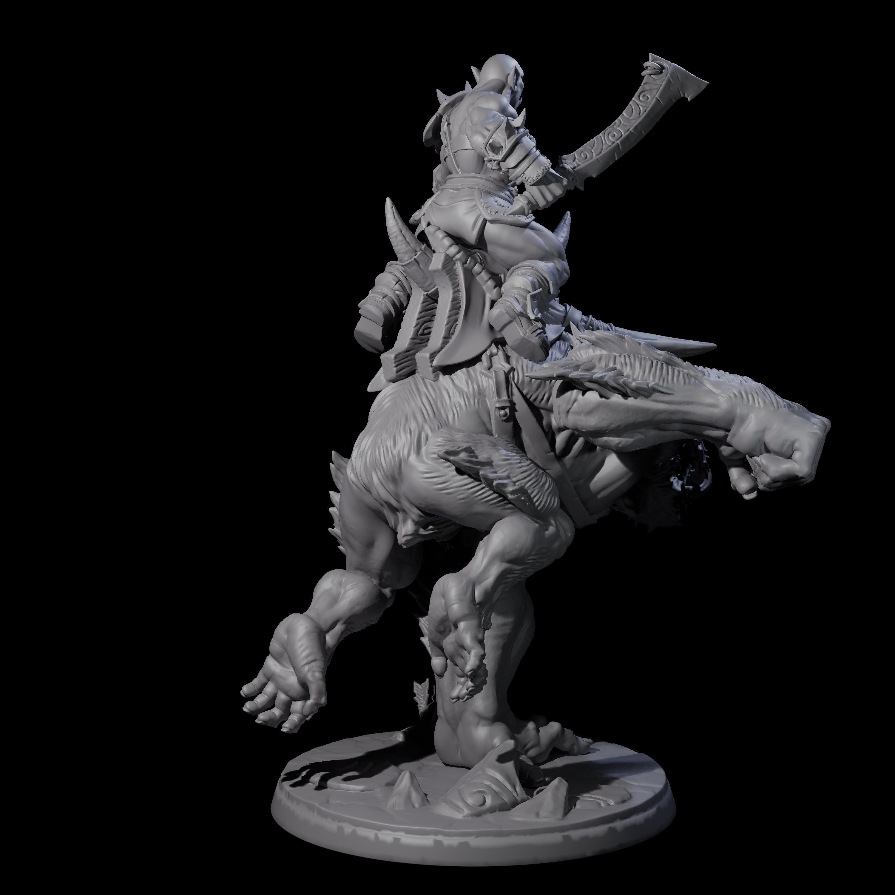 Orc Raiders Riding Barlguras Miniature for Dungeons and Dragons, Pathfinder or other TTRPGs