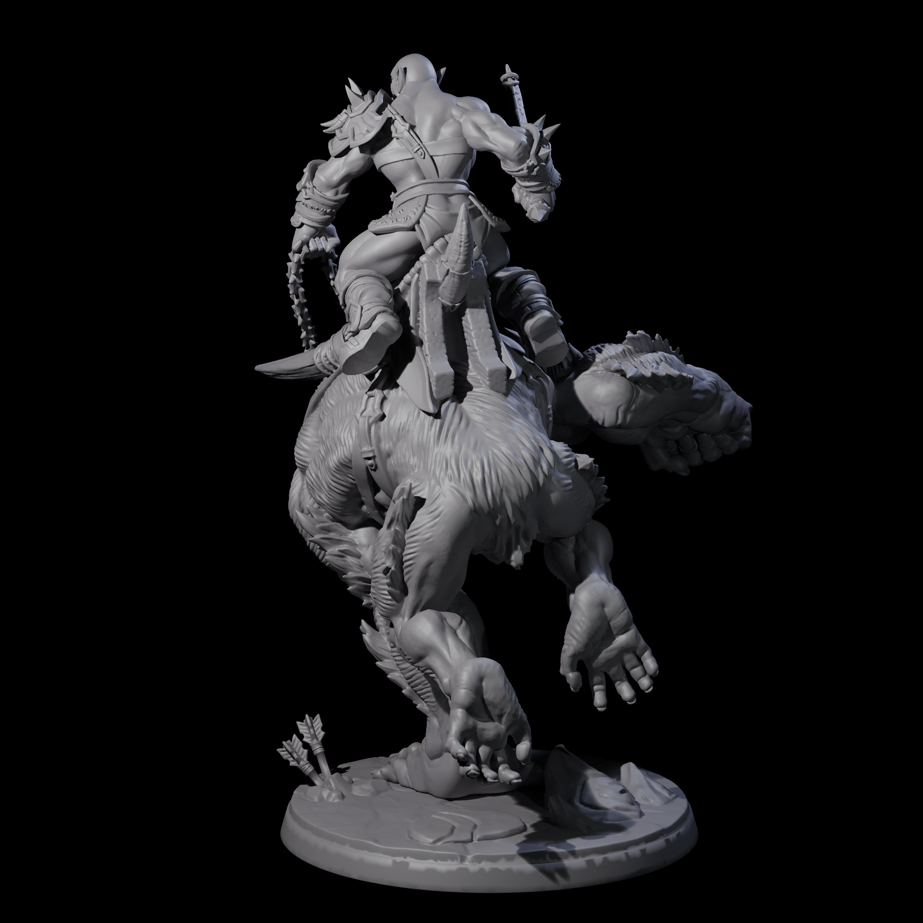 Orc Raiders Riding Barlguras Miniature for Dungeons and Dragons, Pathfinder or other TTRPGs