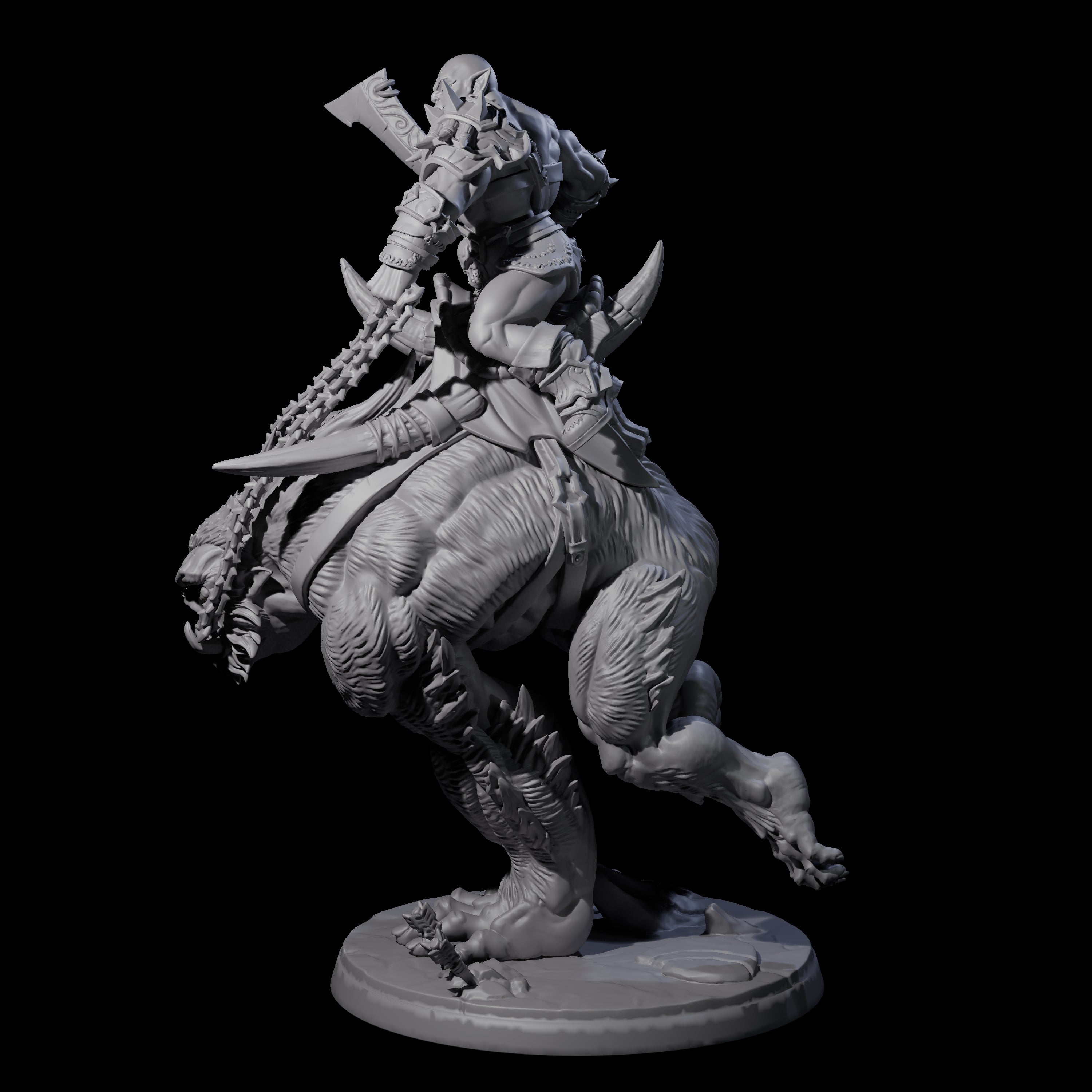 Orc Raiders Riding Barlguras Miniature for Dungeons and Dragons, Pathfinder or other TTRPGs