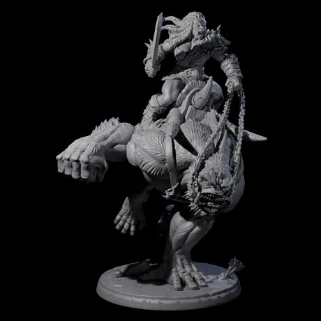 Orc Raiders Riding Barlguras Miniature for Dungeons and Dragons, Pathfinder or other TTRPGs