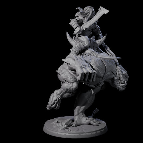 Orc Raiders Riding Barlguras Miniature for Dungeons and Dragons, Pathfinder or other TTRPGs
