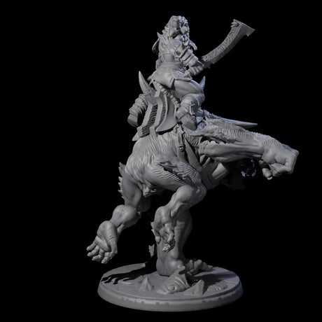 Orc Raiders Riding Barlguras Miniature for Dungeons and Dragons, Pathfinder or other TTRPGs