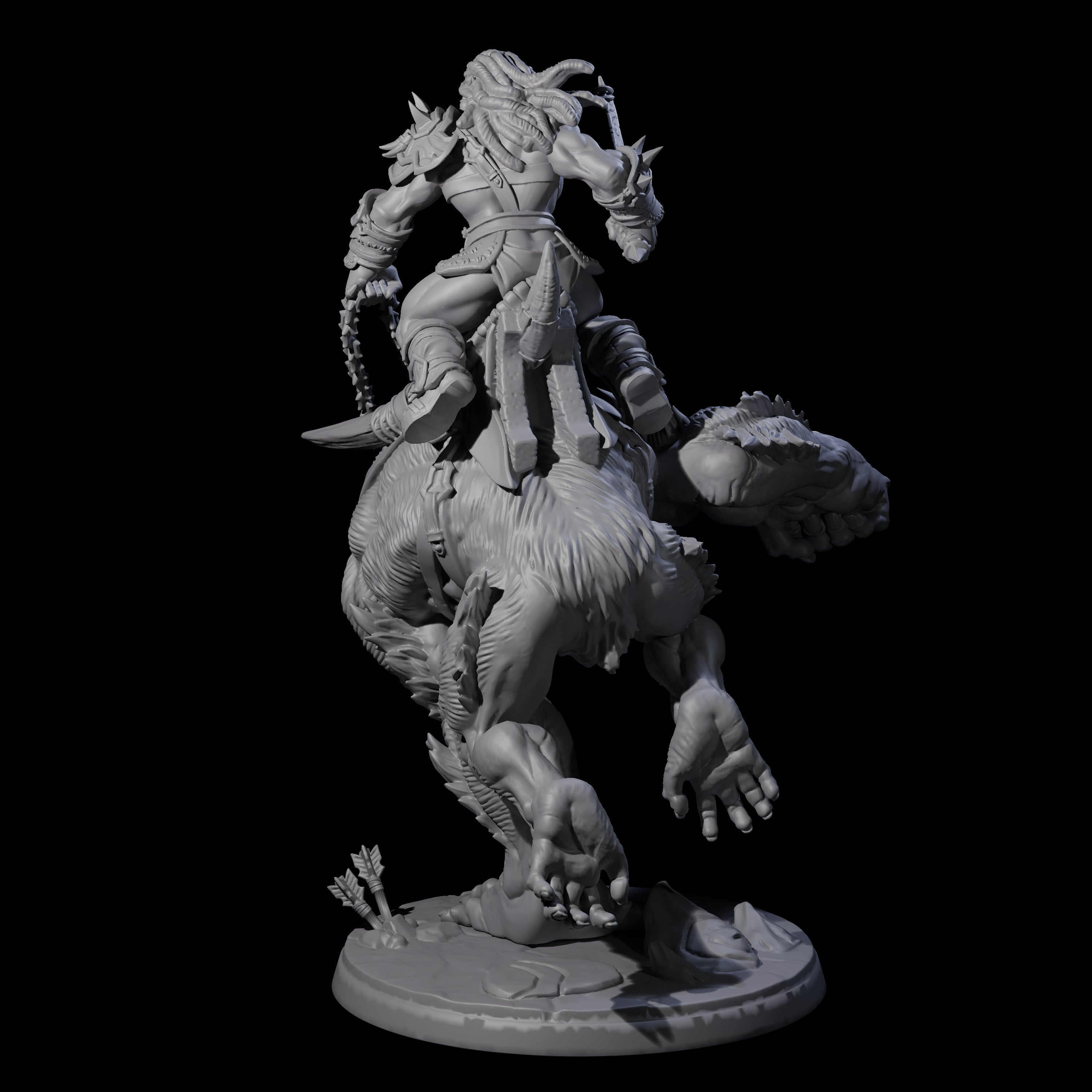 Orc Raiders Riding Barlguras Miniature for Dungeons and Dragons, Pathfinder or other TTRPGs