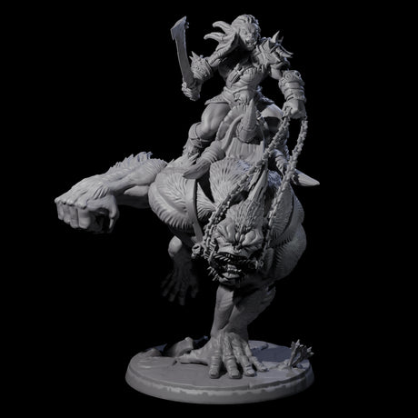 Orc Raiders Riding Barlguras Miniature for Dungeons and Dragons, Pathfinder or other TTRPGs