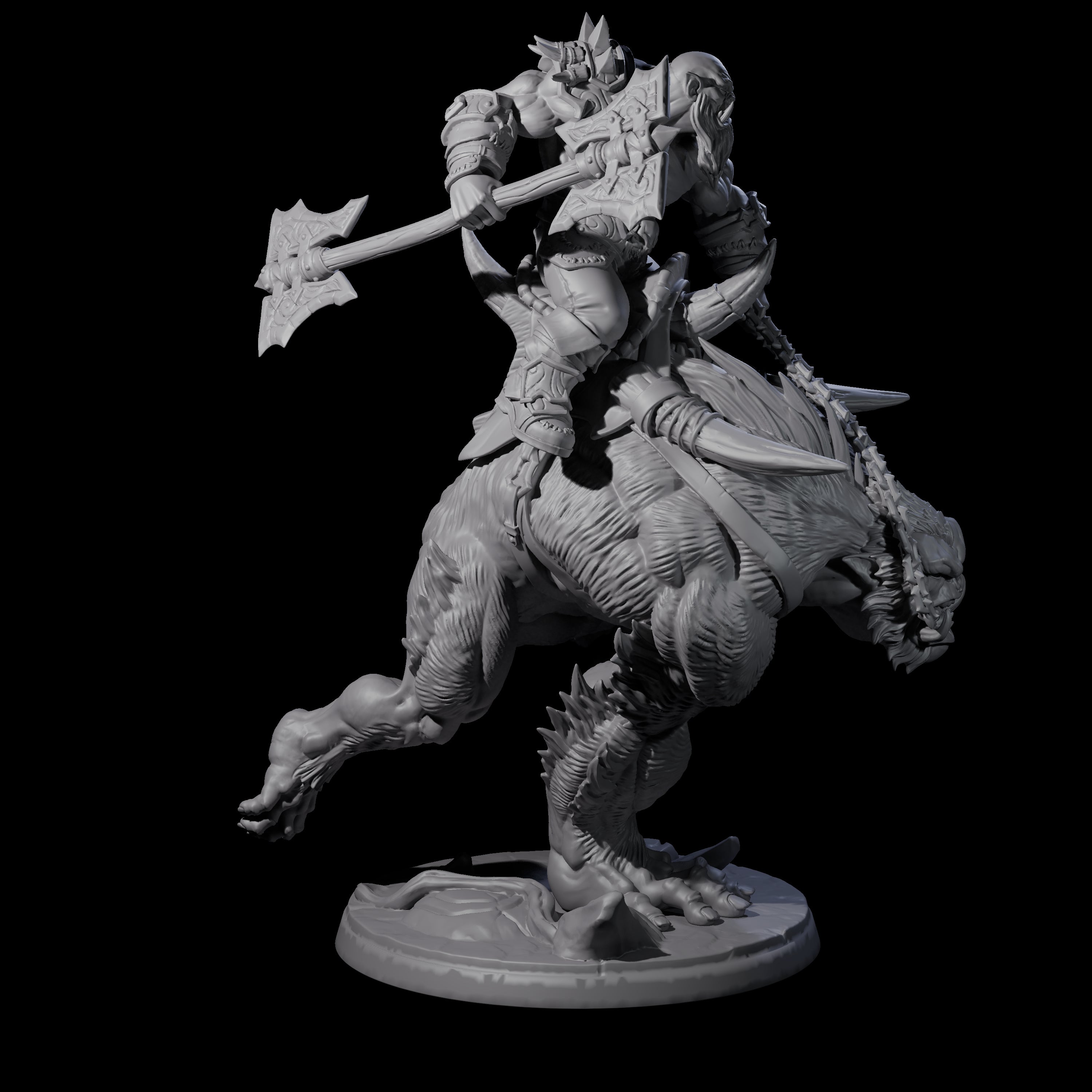 Orc Raiders Riding Barlguras Miniature for Dungeons and Dragons, Pathfinder or other TTRPGs