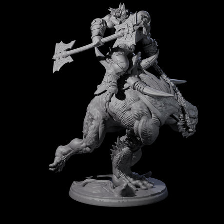 Orc Raiders Riding Barlguras Miniature for Dungeons and Dragons, Pathfinder or other TTRPGs