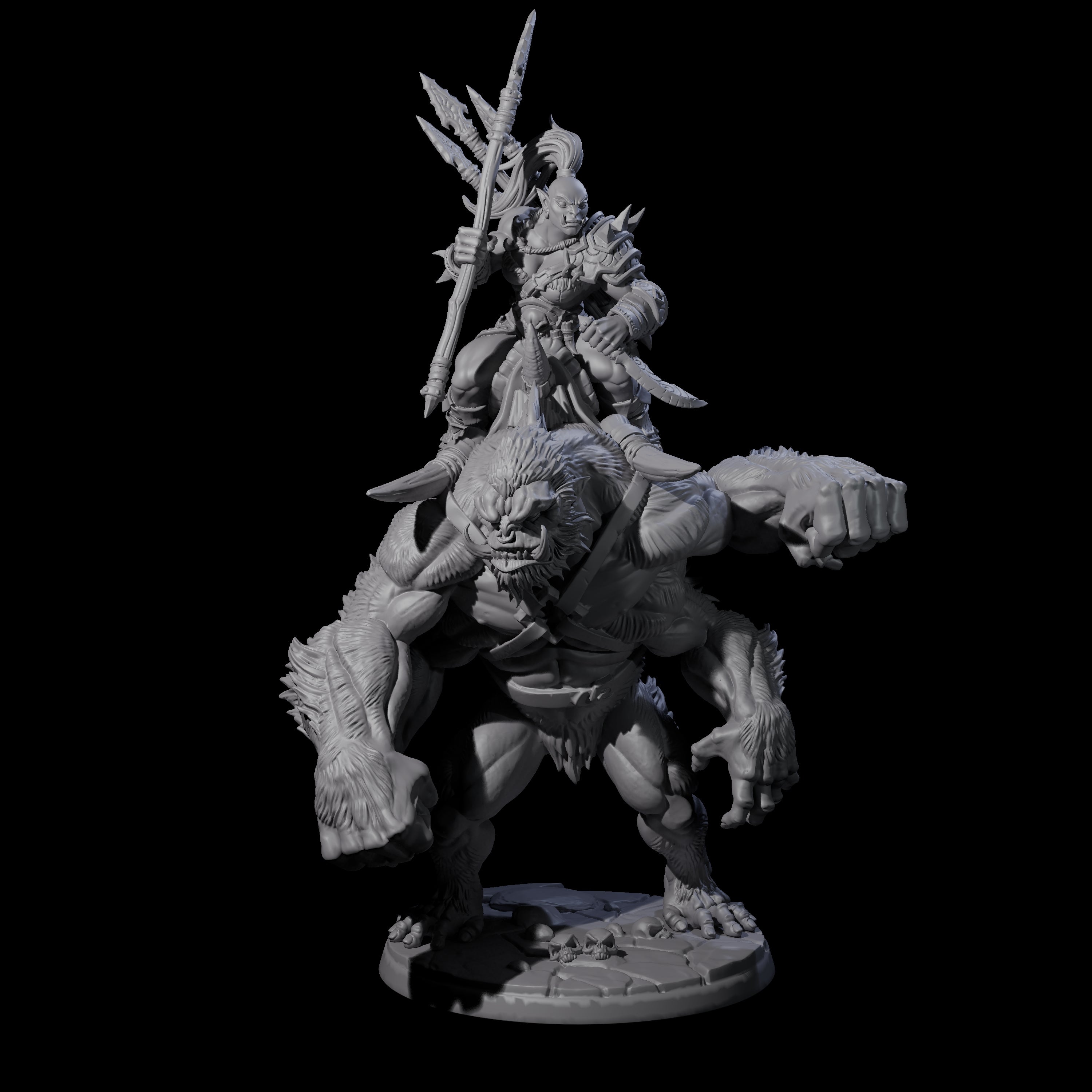 Orc Raiders Riding Barlguras Miniature for Dungeons and Dragons, Pathfinder or other TTRPGs
