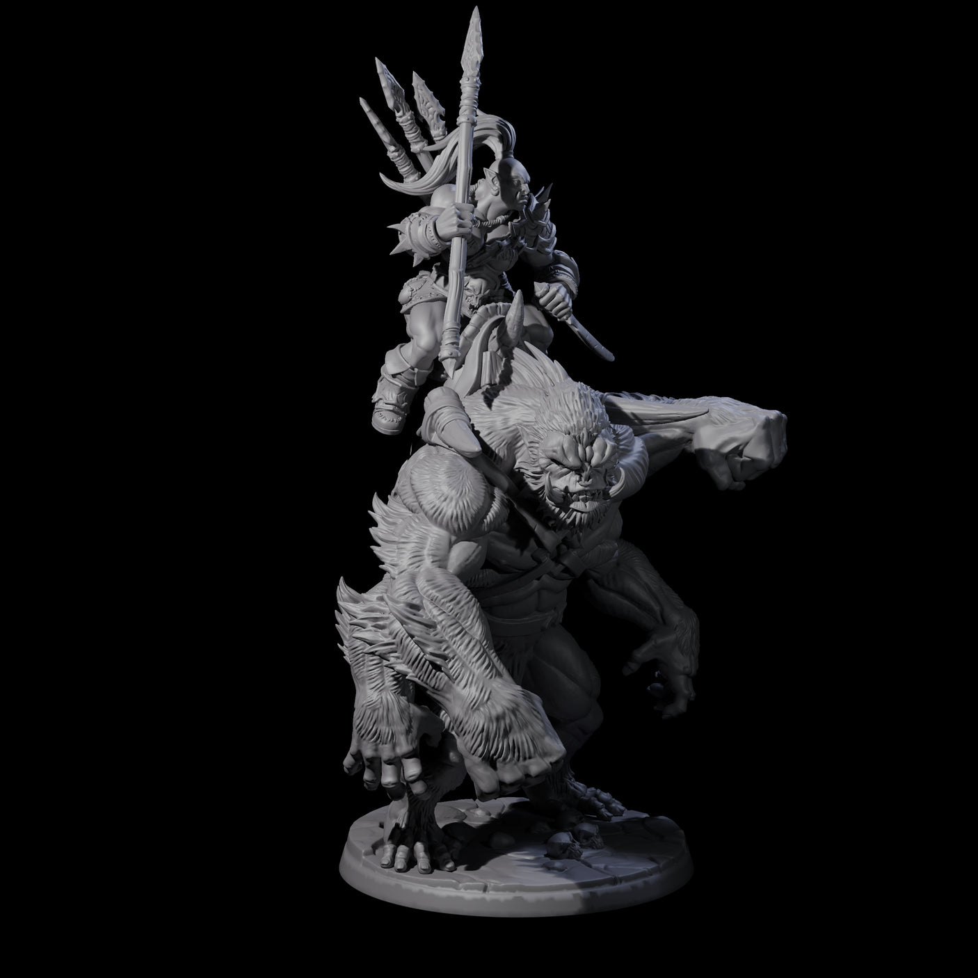 Orc Raiders Riding Barlguras Miniature for Dungeons and Dragons, Pathfinder or other TTRPGs