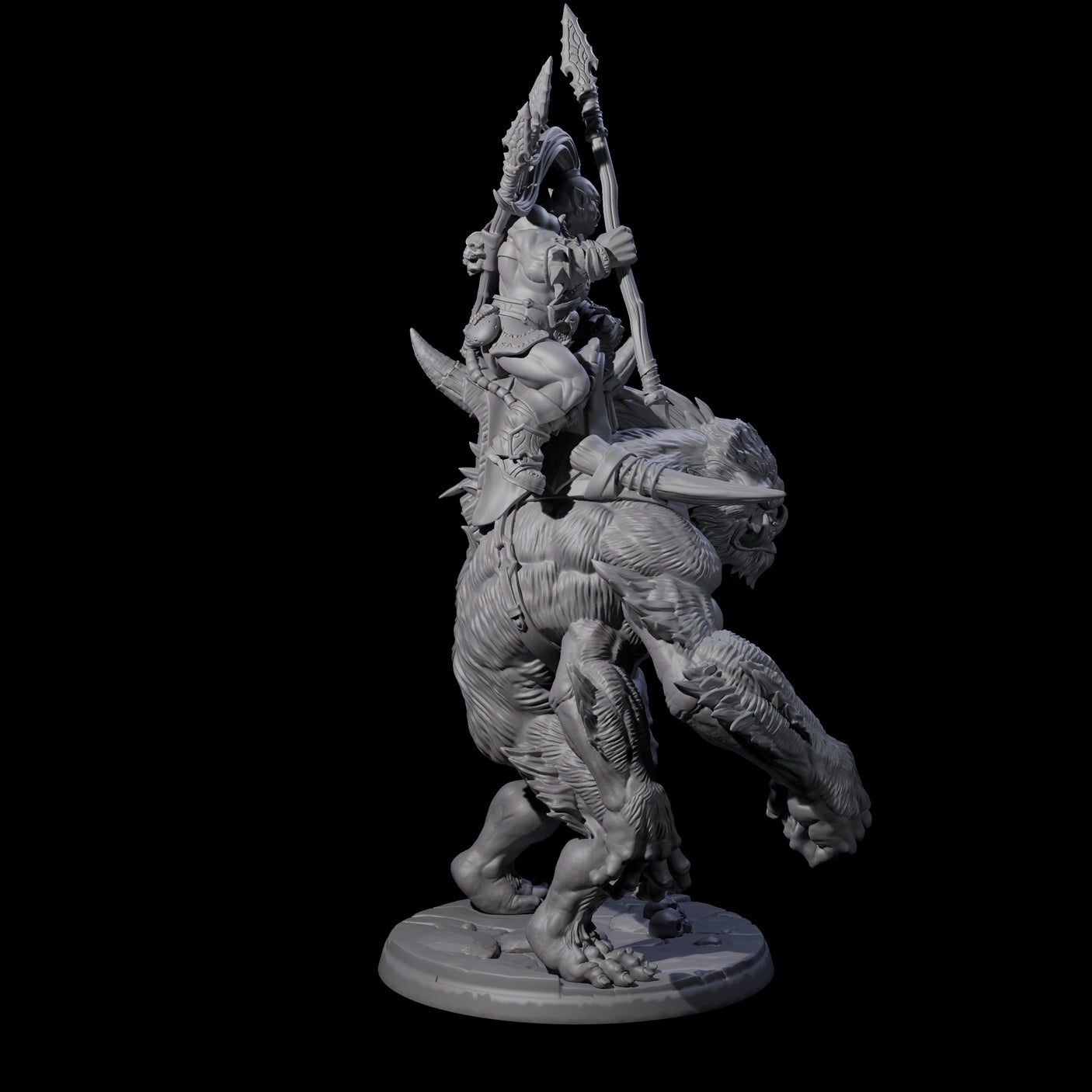 Orc Raiders Riding Barlguras Miniature for Dungeons and Dragons, Pathfinder or other TTRPGs
