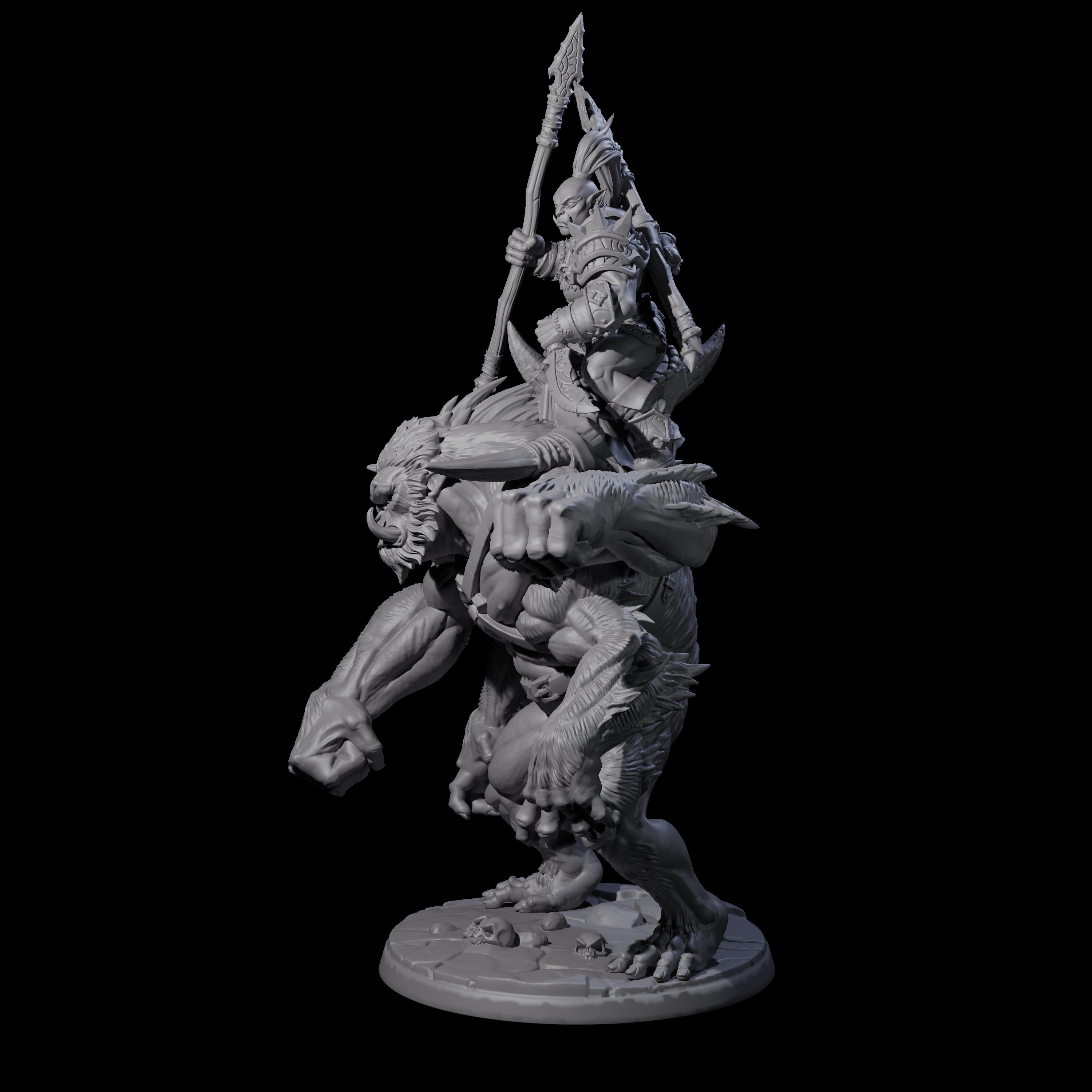 Orc Raiders Riding Barlguras Miniature for Dungeons and Dragons, Pathfinder or other TTRPGs