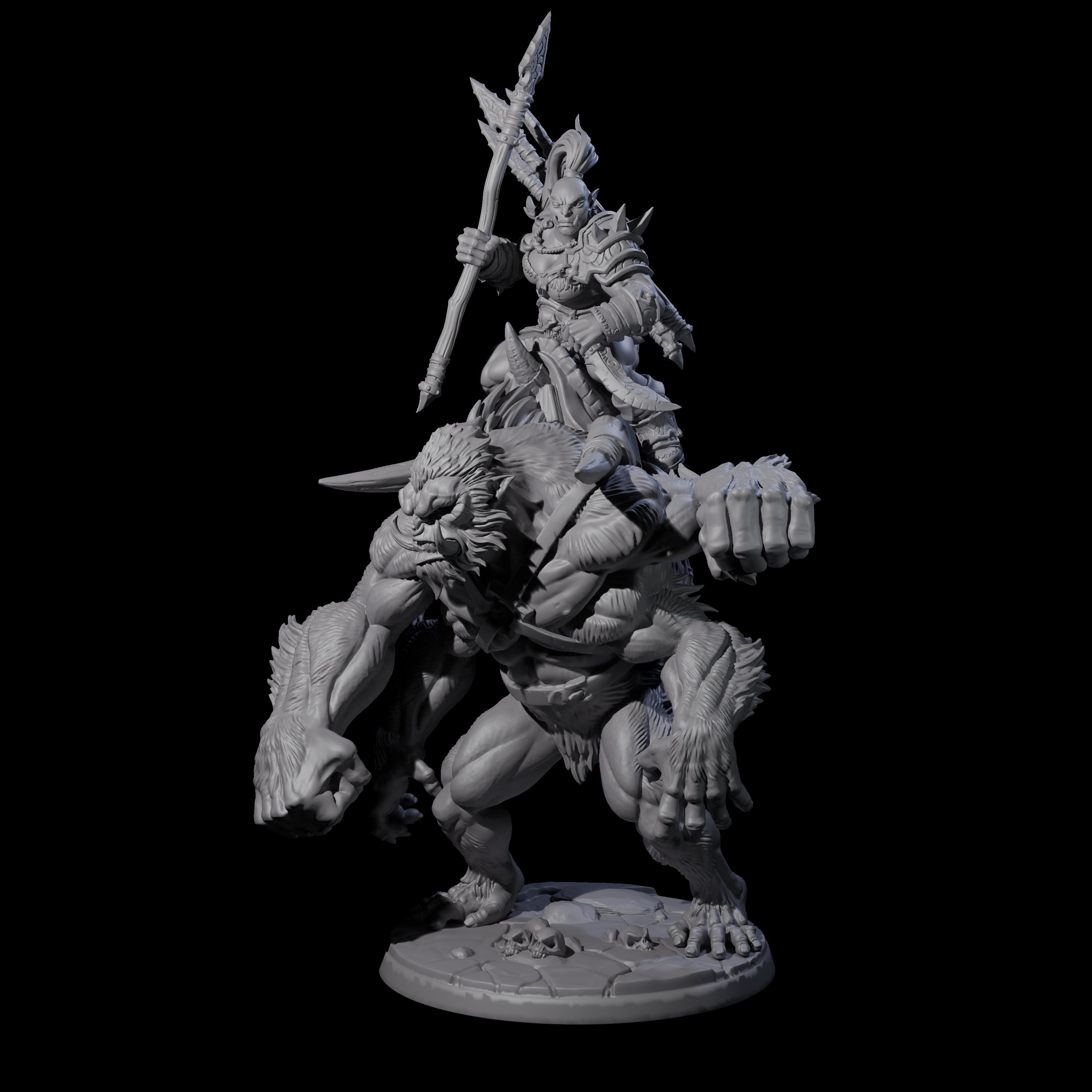 Orc Raiders Riding Barlguras Miniature for Dungeons and Dragons, Pathfinder or other TTRPGs