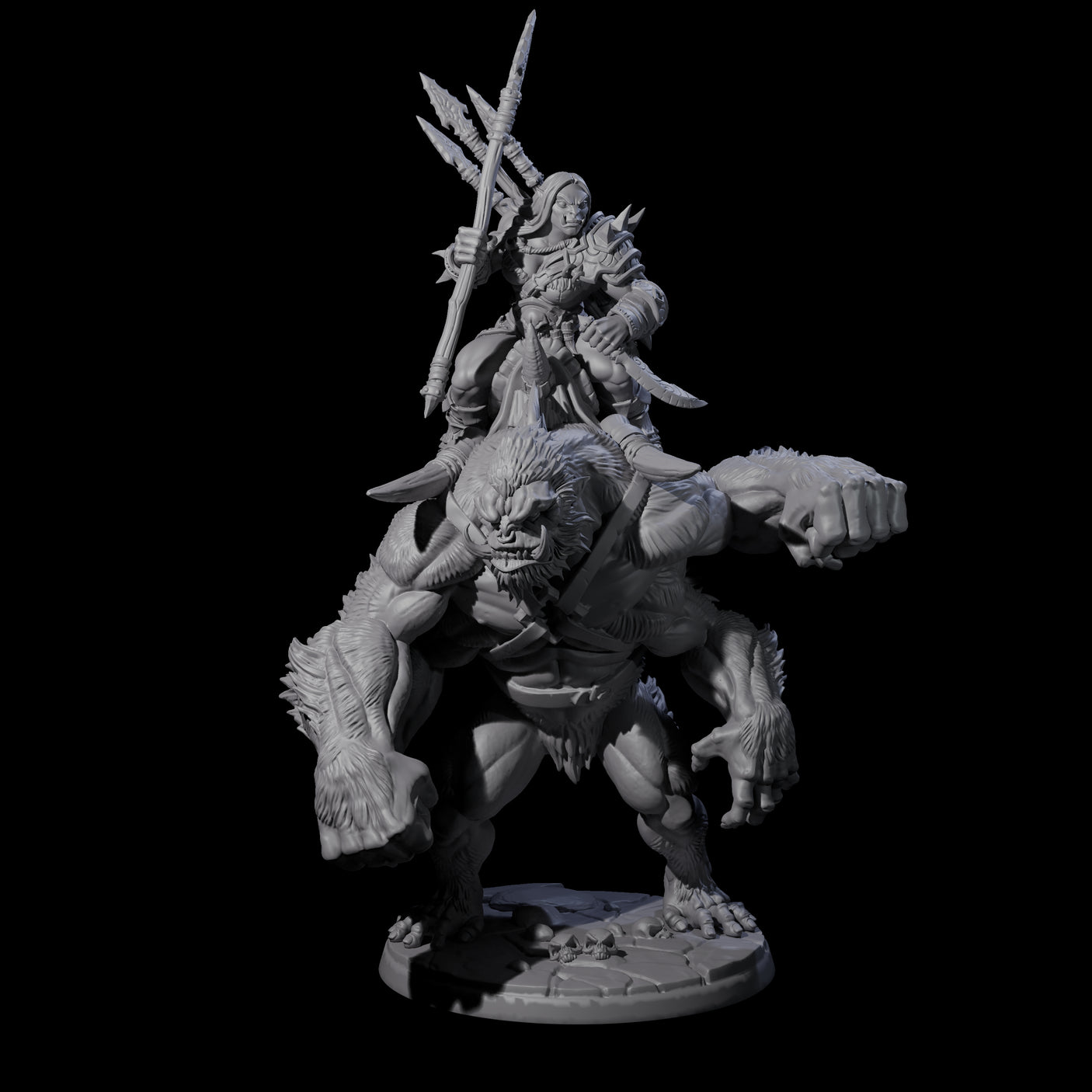 Orc Raiders Riding Barlguras Miniature for Dungeons and Dragons, Pathfinder or other TTRPGs