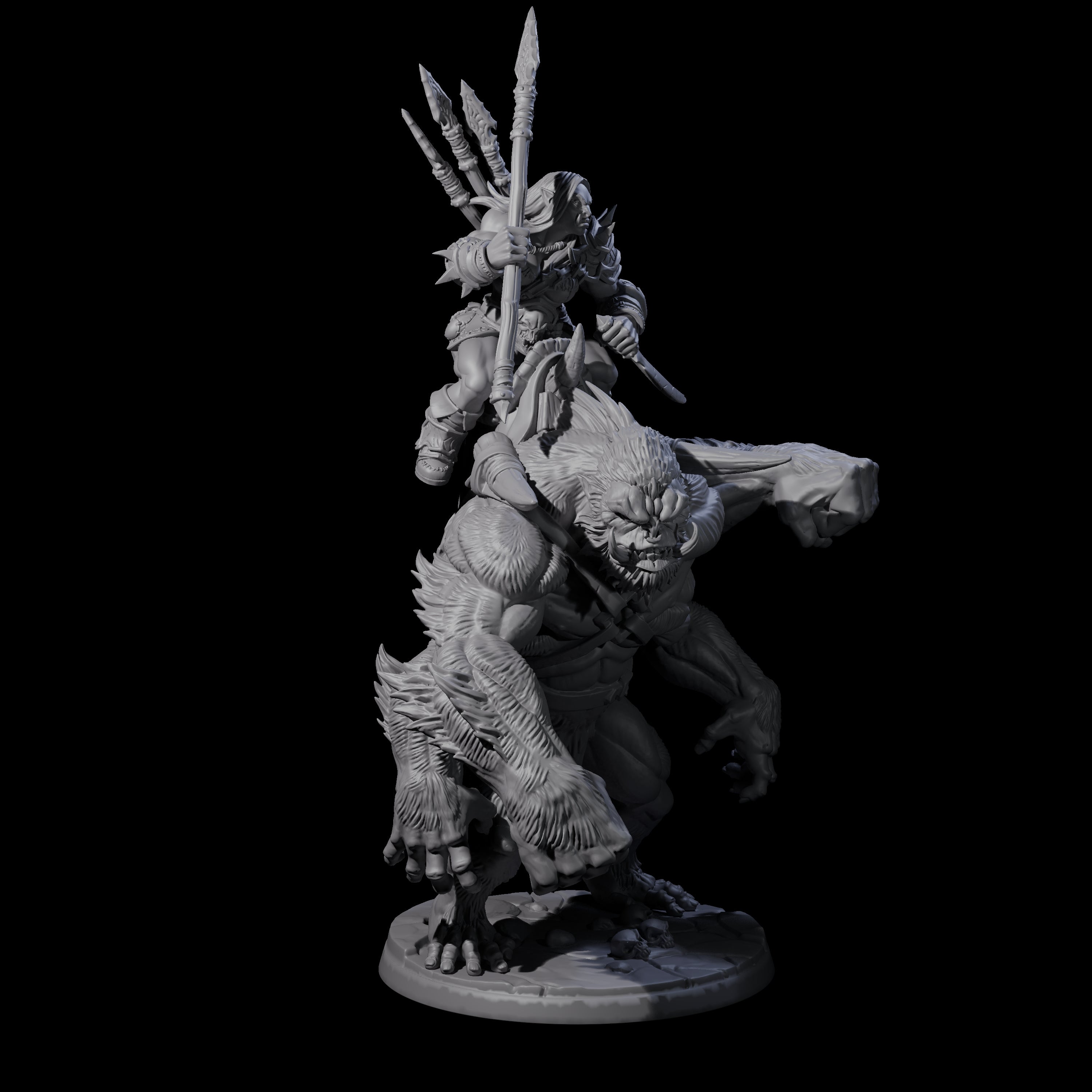 Orc Raiders Riding Barlguras Miniature for Dungeons and Dragons, Pathfinder or other TTRPGs