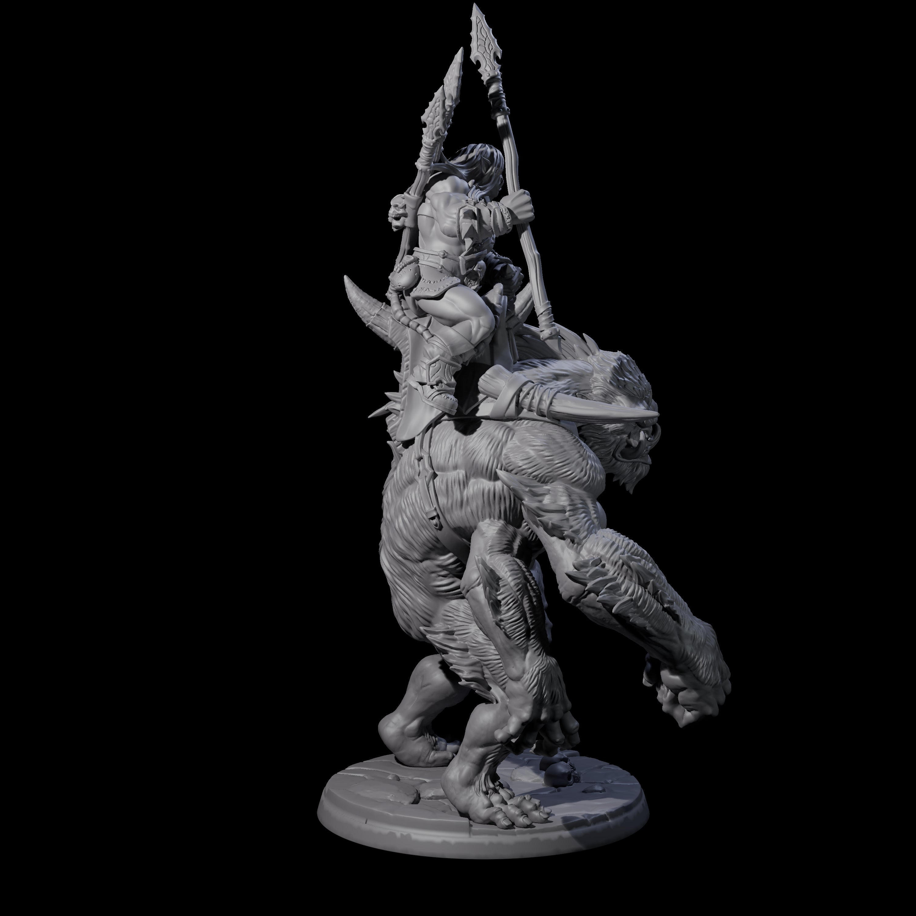 Orc Raiders Riding Barlguras Miniature for Dungeons and Dragons, Pathfinder or other TTRPGs