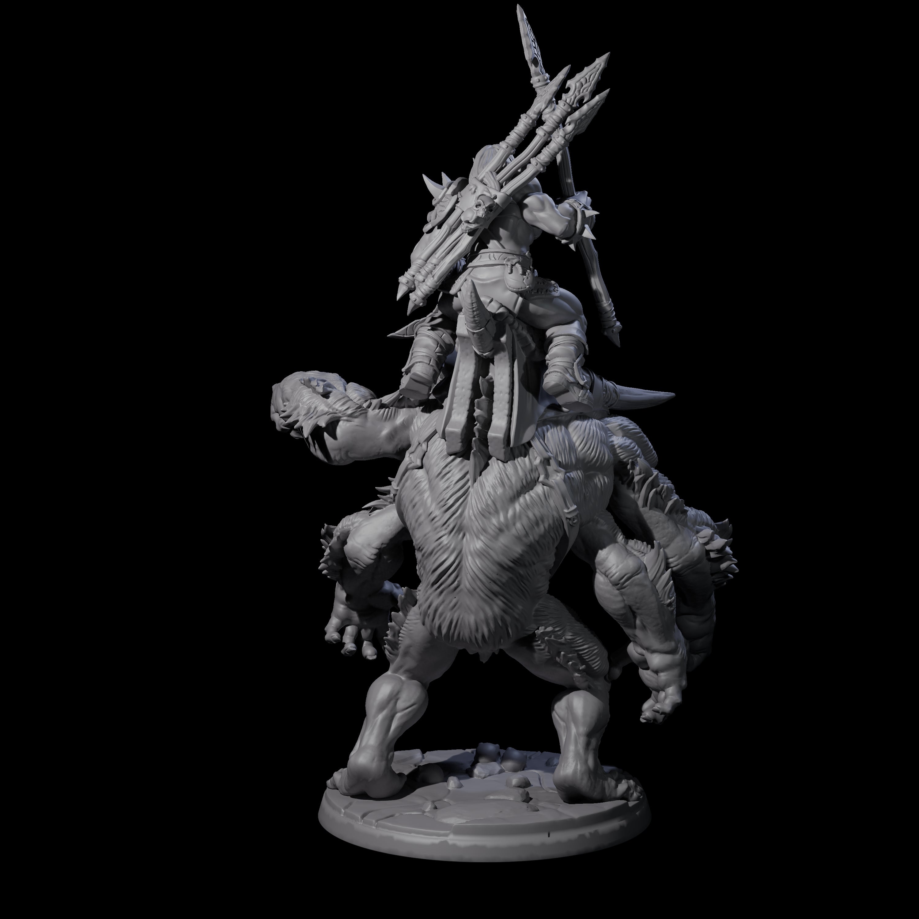 Orc Raiders Riding Barlguras Miniature for Dungeons and Dragons, Pathfinder or other TTRPGs