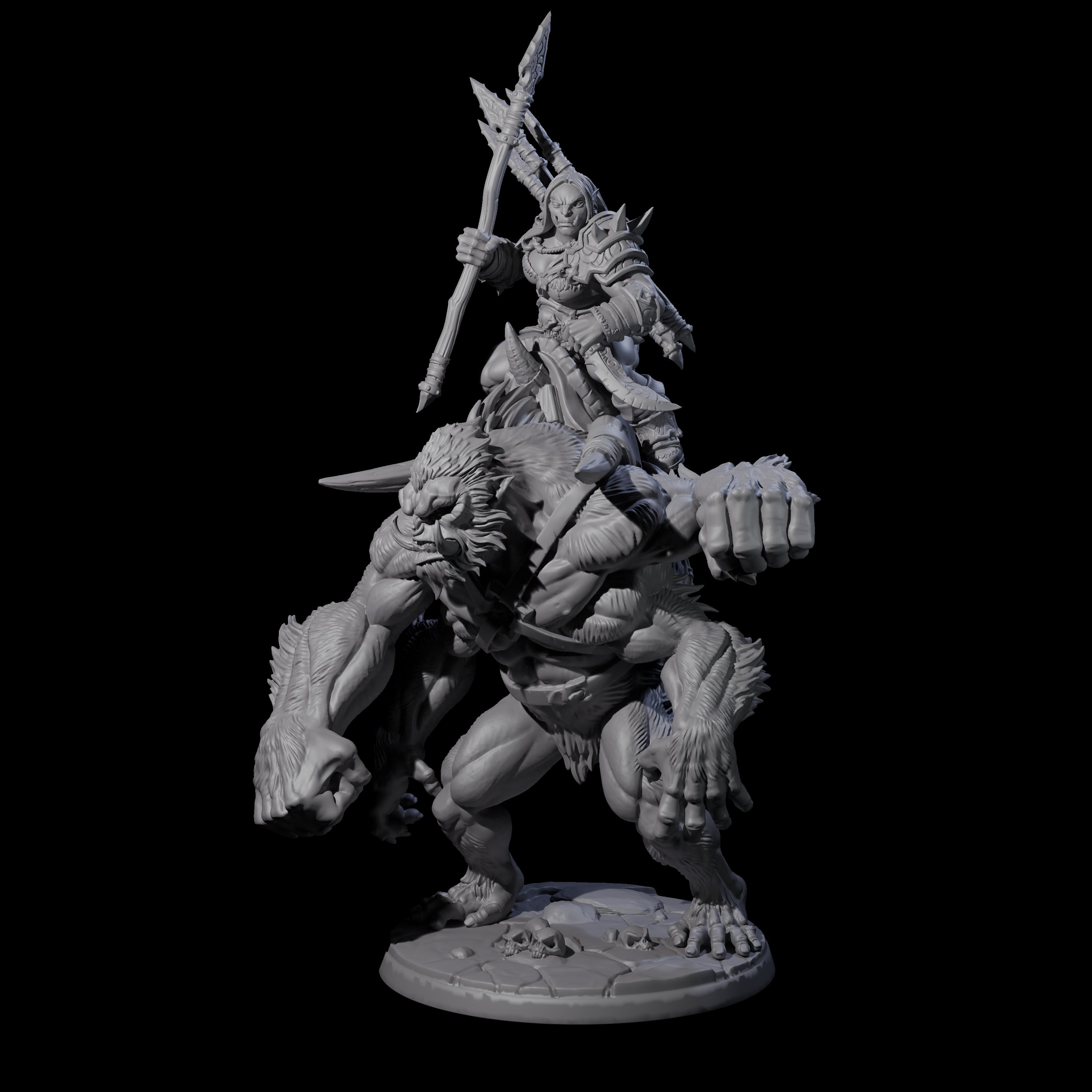 Orc Raiders Riding Barlguras Miniature for Dungeons and Dragons, Pathfinder or other TTRPGs