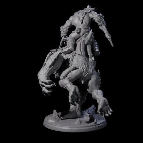Orc Raiders Riding Barlguras Miniature for Dungeons and Dragons, Pathfinder or other TTRPGs
