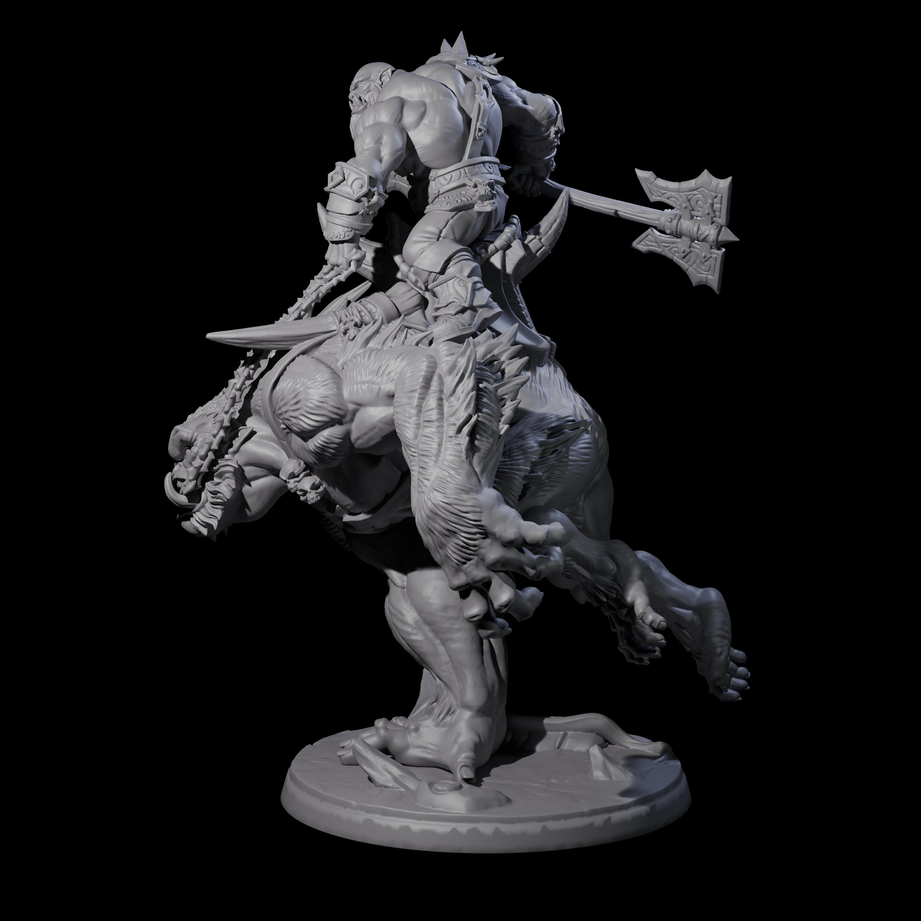 Orc Raiders Riding Barlguras Miniature for Dungeons and Dragons, Pathfinder or other TTRPGs