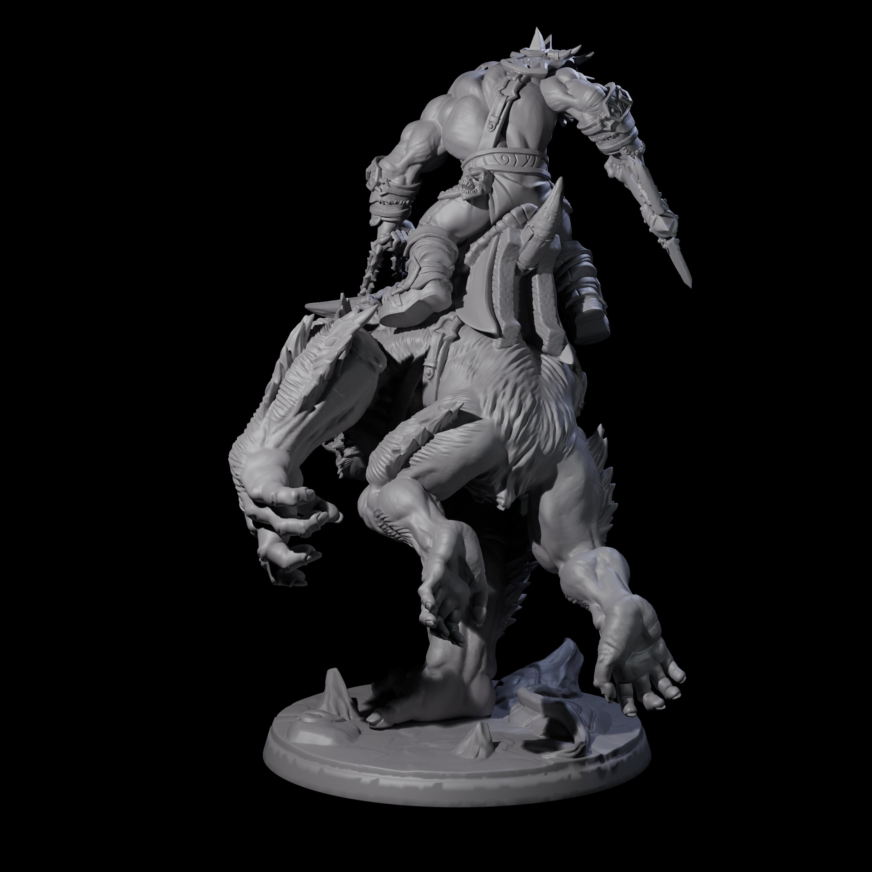 Orc Raiders Riding Barlguras Miniature for Dungeons and Dragons, Pathfinder or other TTRPGs