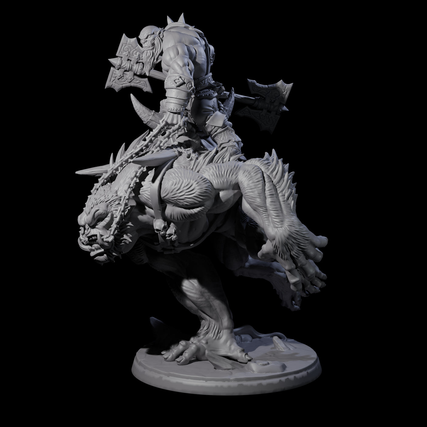 Orc Raiders Riding Barlguras Miniature for Dungeons and Dragons, Pathfinder or other TTRPGs