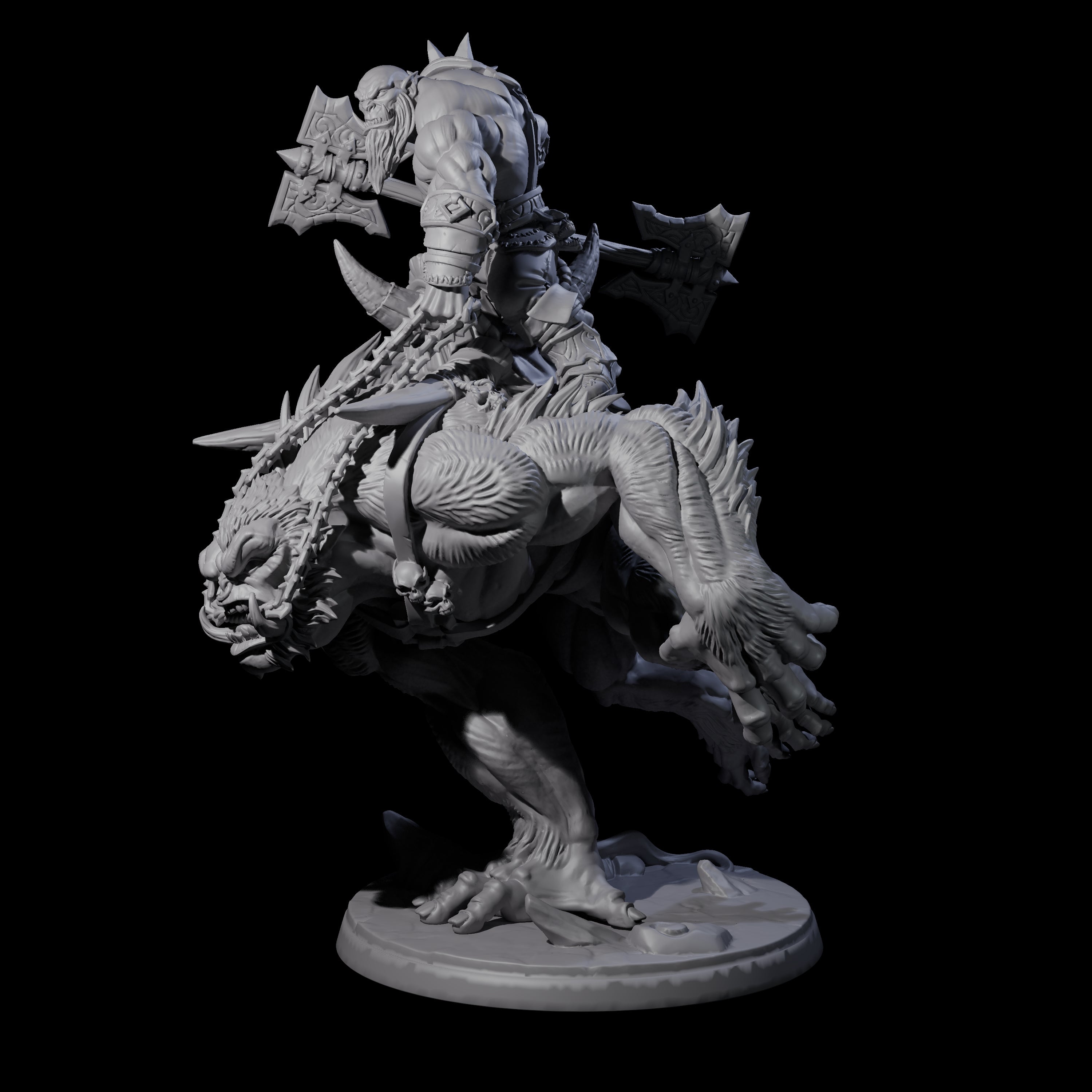 Orc Raiders Riding Barlguras Miniature for Dungeons and Dragons, Pathfinder or other TTRPGs