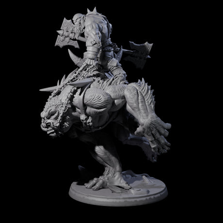 Orc Raiders Riding Barlguras Miniature for Dungeons and Dragons, Pathfinder or other TTRPGs