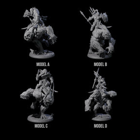 Orc Raiders Riding Barlguras Miniature for Dungeons and Dragons, Pathfinder or other TTRPGs