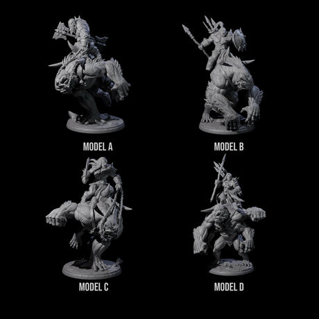 Orc Raiders Riding Barlguras Miniature for Dungeons and Dragons, Pathfinder or other TTRPGs