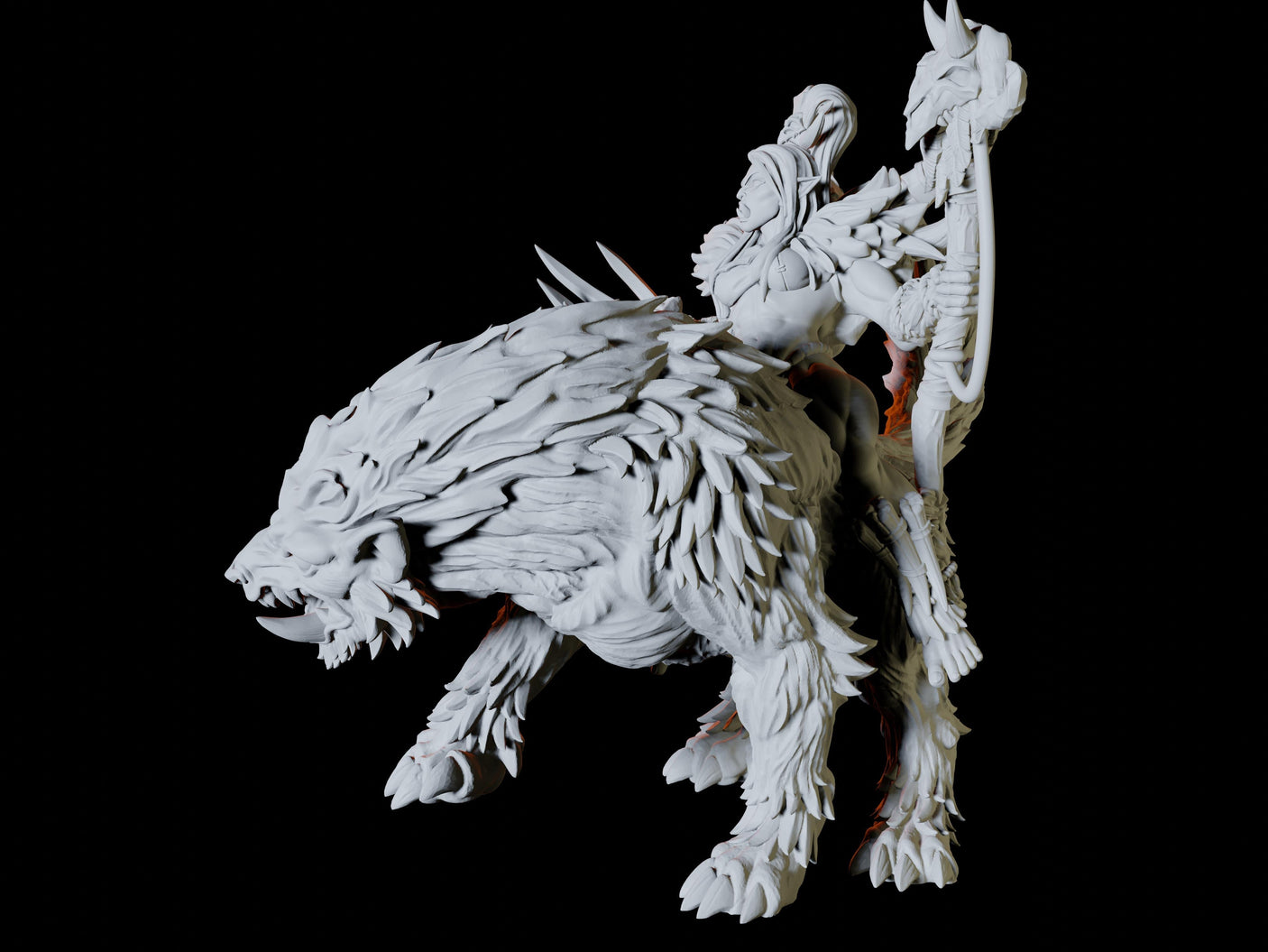 Orc Shaman on Worg Miniature for Dungeons and Dragons, Pathfinder or other TTRPGs