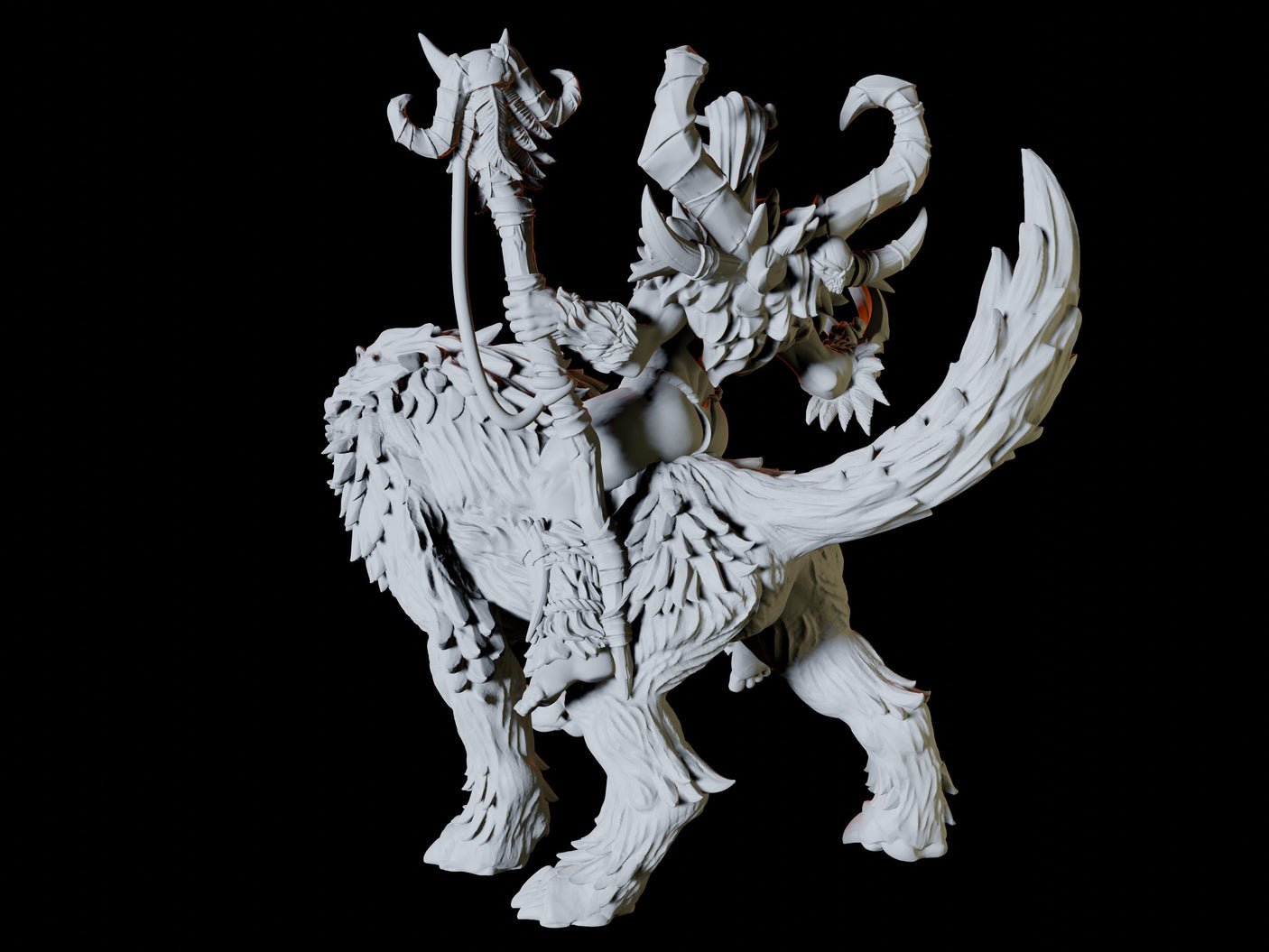 Orc Shaman on Worg Miniature for Dungeons and Dragons, Pathfinder or other TTRPGs