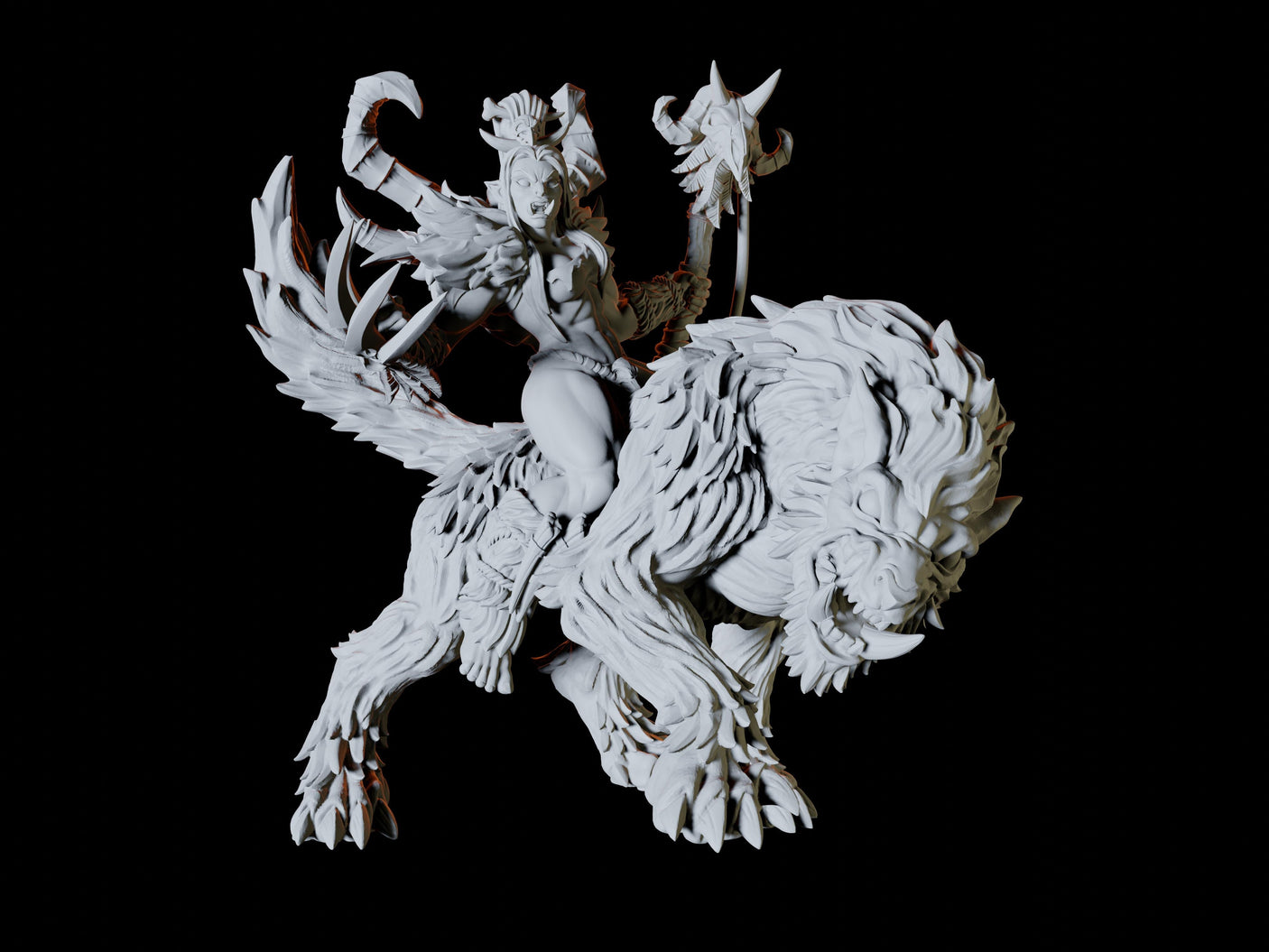 Orc Shaman on Worg Miniature for Dungeons and Dragons, Pathfinder or other TTRPGs