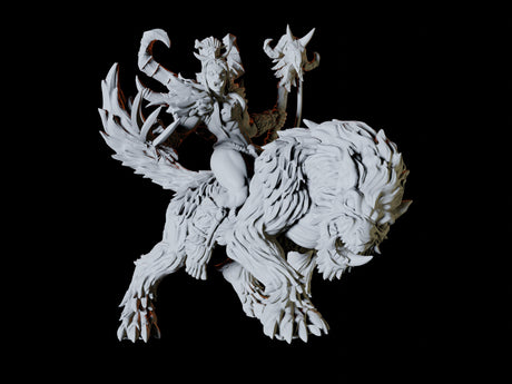 Orc Shaman on Worg Miniature for Dungeons and Dragons, Pathfinder or other TTRPGs