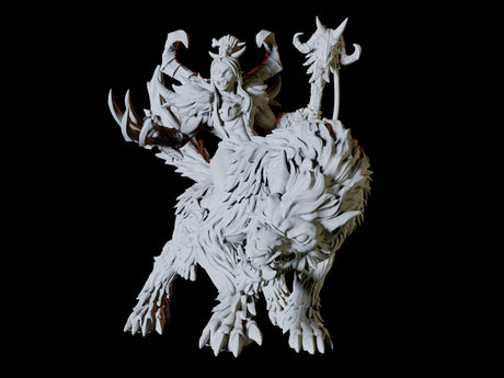 Orc Shaman on Worg Miniature for Dungeons and Dragons, Pathfinder or other TTRPGs