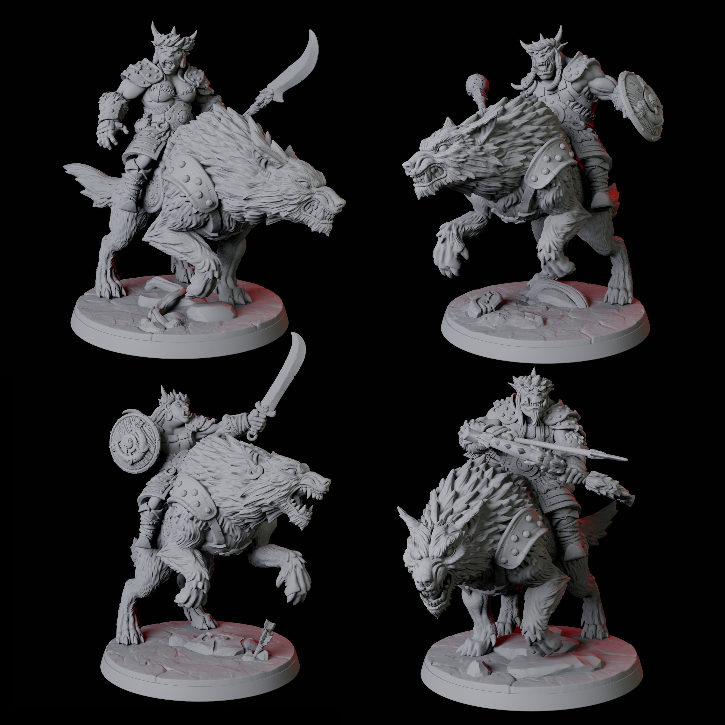 Orc and Wolf Hunting Party Miniature for Dungeons and Dragons, Pathfinder or other TTRPGs