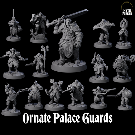 Ornate Palace Guards Miniature for Dungeons and Dragons, Pathfinder or other TTRPGs