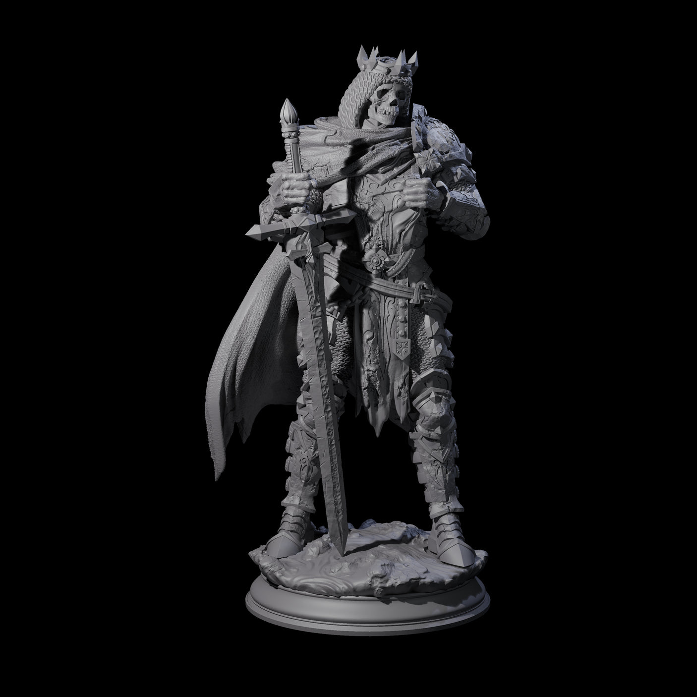 Ossified Death Knight Warrior Miniature for Dungeons and Dragons, Pathfinder or other TTRPGs